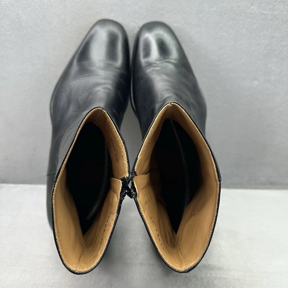 Mens Size 12 (D) Magnanni Chelsea Boots Black Leather Side Zip Handmade Spain